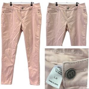 Maurices Lightweight Stretch Mid Rise Denim Pink Coral Jeans Size Large Regular
